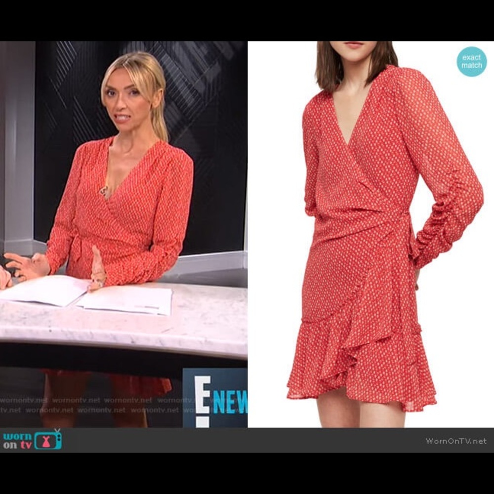 All Saints Flores Hearts Dress in Red XS